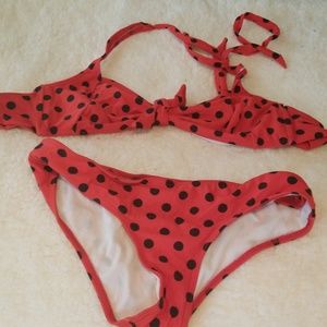 Red polka dot bikini